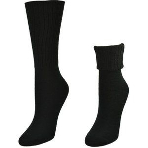 Solid Color Ribbed Crew Turn cuff Acrylic Socks
